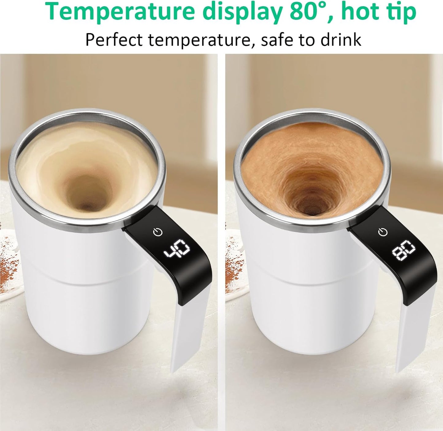 COJATBOA® Smart Temperature Mug: Rechargeable Self-Stirring Cup (12oz)