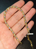 Tanzanite & Aquamarine Thick Silver Heavy Craft Bracelet